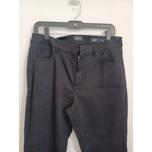 J Jill Denim Jeans Womens 12 Black High Rise Straight Leg Ankle Zip Fly Stretch - Picture 4 of 7